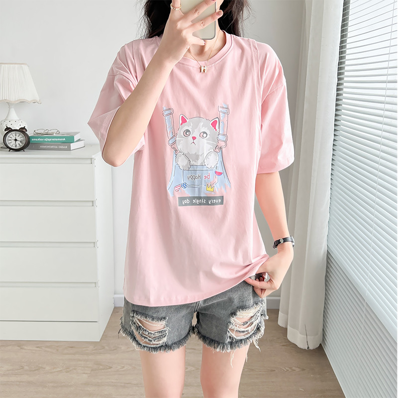 T-krekls grūtniecēm, kas baro bērnu ar krūti Apģērbs barojošām mātēm Vasaras drēbes grūtniecēm 8010B