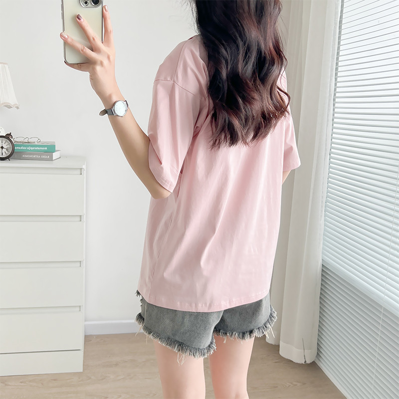 T-krekls grūtniecēm, kas baro bērnu ar krūti Apģērbs barojošām mātēm Vasaras drēbes grūtniecēm 8010B