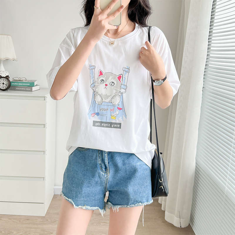 T-krekls grūtniecēm, kas baro bērnu ar krūti Apģērbs barojošām mātēm Vasaras drēbes grūtniecēm 8010B