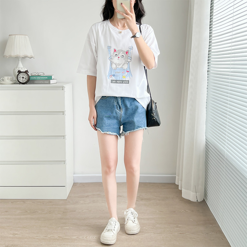 T-krekls grūtniecēm, kas baro bērnu ar krūti Apģērbs barojošām mātēm Vasaras drēbes grūtniecēm 8010B