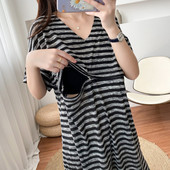 Ljetna trudnička majica za dojenje za dojenje Široke pruge Majice za dojenje Odjeća za dojenje Odjeća za trudnice