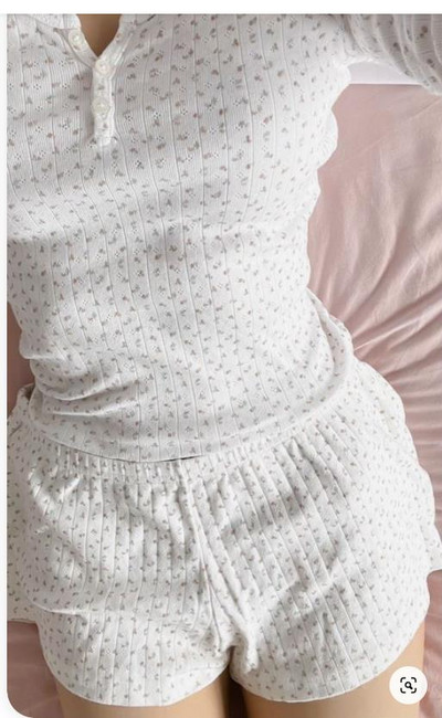 Vintage cvjetni 2-dijelni kompleti pidžama Fairy Cottage Majica dugih rukava Kratke hlače 90-ih Kawaii Harajuku Salonske odjeće Kućna odijela Odjeća za spavanje