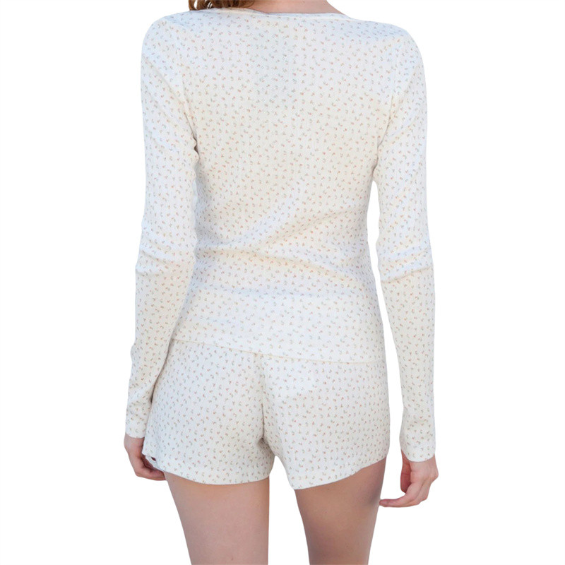 Vintage cvjetni 2-dijelni kompleti pidžama Fairy Cottage Majica dugih rukava Kratke hlače 90-ih Kawaii Harajuku Salonske odjeće Kućna odijela Odjeća za spavanje