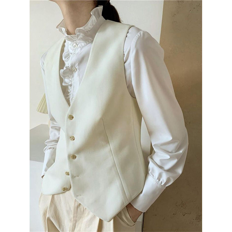 MEXZT Eleganti, balti krekli Sieviešu vintage volāni ar garām piedurknēm blūzes Biroja dāmu korejiešu vienrindu ikdienišķs, visi spēles topi