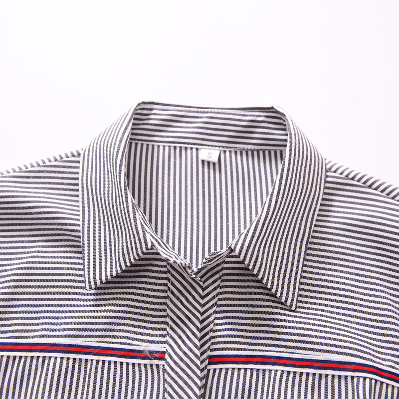 Jauns modes svītrains dizains augstas kvalitātes kokvilnas krekls oficiāls biznesa plāns ar garām piedurknēm sieviešu topi