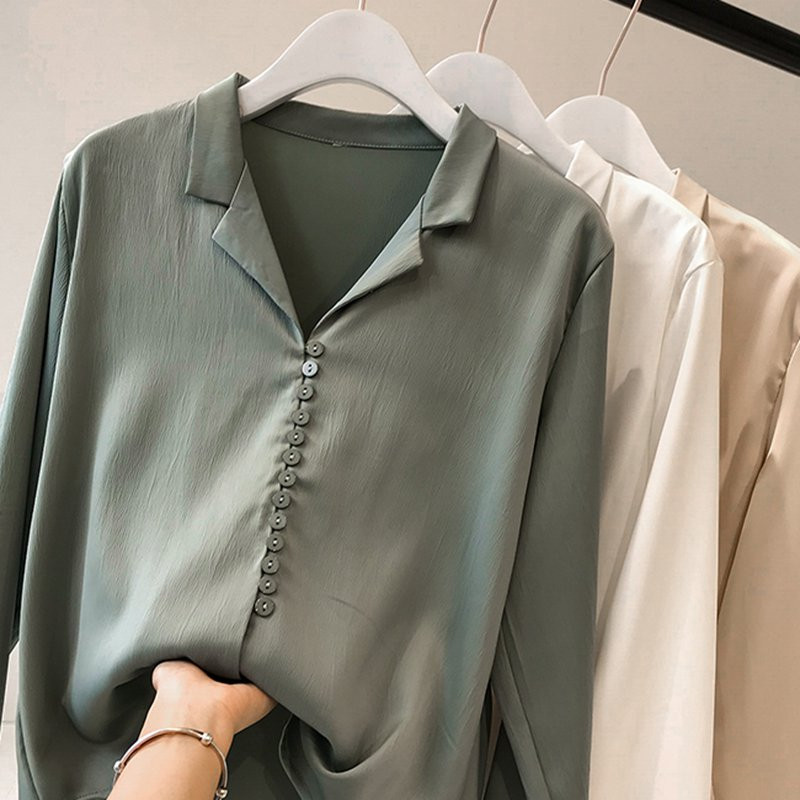 Sieviešu topi un blūzes 2023. gada modes baltā blūze ar garām piedurknēm Sieviešu ikdienišķa V kakla izgriezuma biroja sieviešu šifona krekls Sexy Blusas Mujer