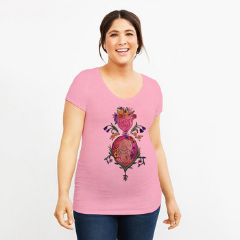 Νέα άφιξη Μπλουζάκι μητρότητας Floral πουκάμισα Εικονογραφημένο στο χέρι t-Shirt Sacred Heart Tees Ανακοίνωση εγκυμοσύνης