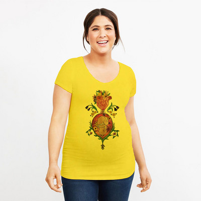 Cămașă de maternitate nou sosire Cămăși florale Tricou ilustrat manual Tricouri Sacred Heart Ținute pentru anunț de sarcină