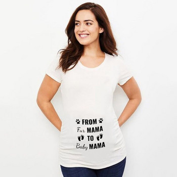Γυναικείες επιστολές μητρότητας και γραφικά στάμπα T-shirt Summer Crew Neck Tees Top Ανακοίνωση εγκυμοσύνης Γυναικεία ρούχα