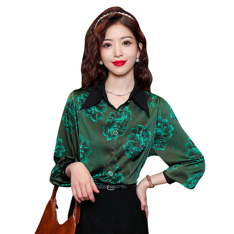 Kevadised naiste pikkade varrukatega reväär Retro laterna varrukatega, trükitud stiilis mitmekülgsed salendavad šifoonist topid Naiste pluus Camisas B344