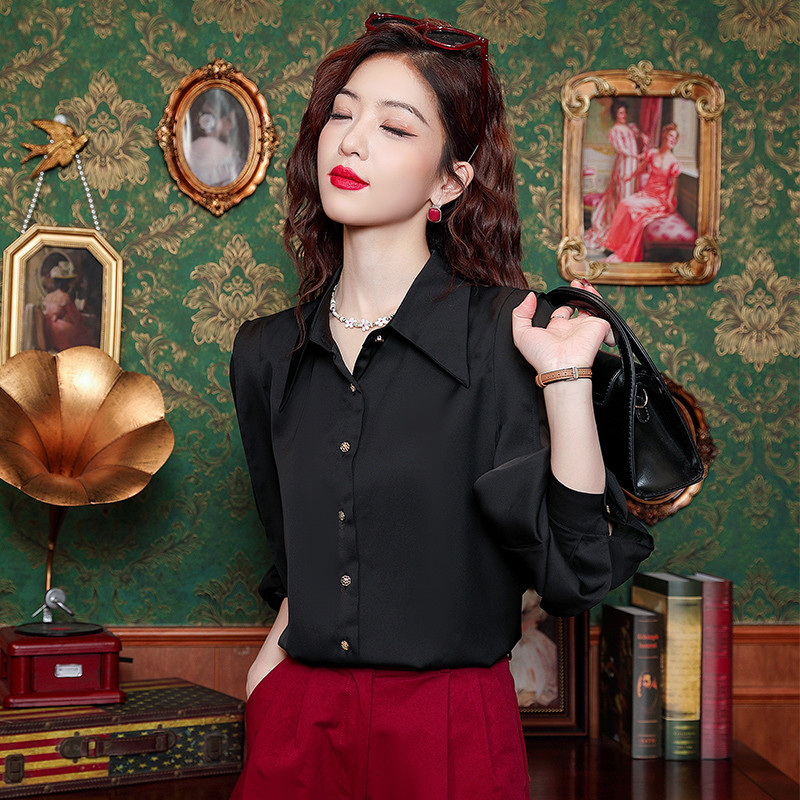 Kevadised naiste pikkade varrukatega polo-kaelus, vintage latern, varrukad ühevärvilised, mitmekülgsed šifoonist topid Pluus Camisas B345