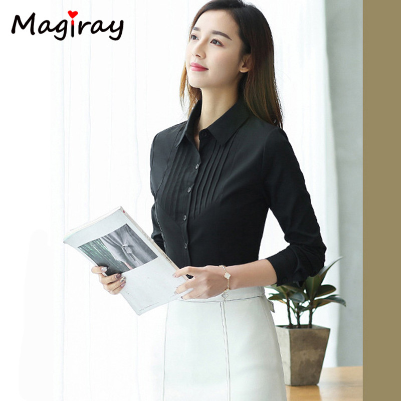 Mgiray pikkade varrukatega roosa must valge pluus Naiste suvetöö kontor LADY OL Plisseeritud Harajuku Vintage õhuke särk Feminina Top 255