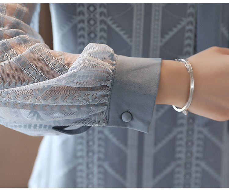 Blusas Mujer De Moda 2024 Bluză Femei cu mânecă lungă Bluze pentru femei Cămăși cu guler vertical Bluză din șifon din șifon Cămașă Topuri Blusa B910