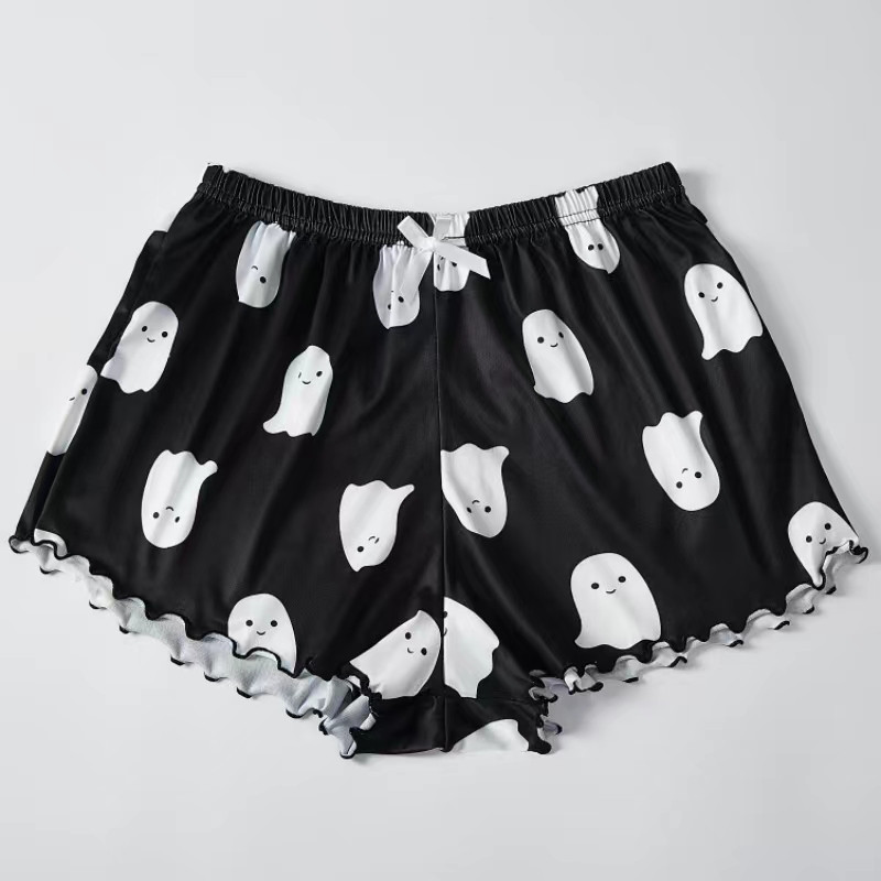 Sieviešu pidžamas guļamveļa pidžamas komplekts sporta kamzolis un šorti SML melna karikatūra drukas druka Ventilate ikdienas mīksts