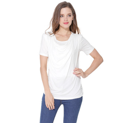 Modal vasaras grūtnieču apģērbi ar īsām piedurknēm grūtnieču T-krekli zīdīšanas apģērbi grūtniecēm, kas baro bērnu ar krūti. Bezmaksas piegāde