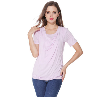 Modal vasaras grūtnieču apģērbi ar īsām piedurknēm grūtnieču T-krekli zīdīšanas apģērbi grūtniecēm, kas baro bērnu ar krūti. Bezmaksas piegāde