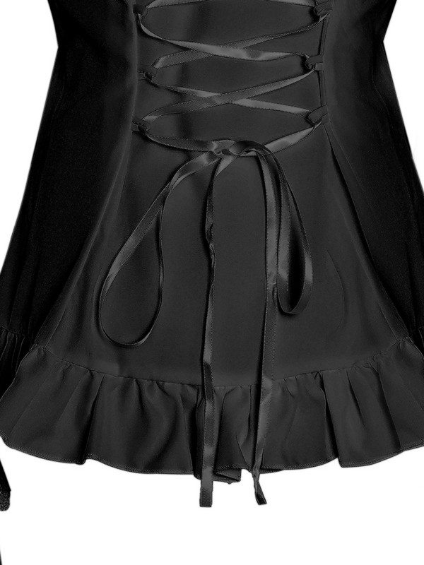 IEQJ ķīniešu stila vienkrāsains krekls sievietēm stāvēt uzliesmojošu piedurkņu mežģīņu izšuvumi volāni pārsējs dizains sieviešu apģērbs 3WQ6190