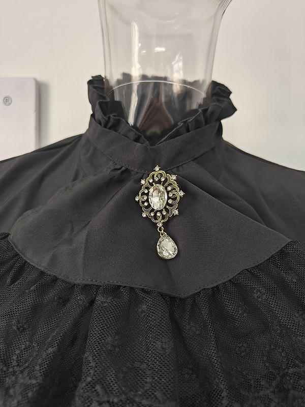 IEQJ ķīniešu stila vienkrāsains krekls sievietēm stāvēt uzliesmojošu piedurkņu mežģīņu izšuvumi volāni pārsējs dizains sieviešu apģērbs 3WQ6190