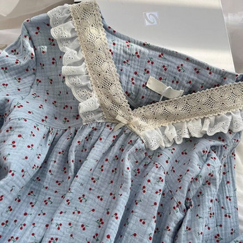 Комплекти пижами Дамски шикозни дантелени сладки щампи за ученички Спално облекло Японски стил Модни пижами с дълъг ръкав Нова есенна колежанска къща