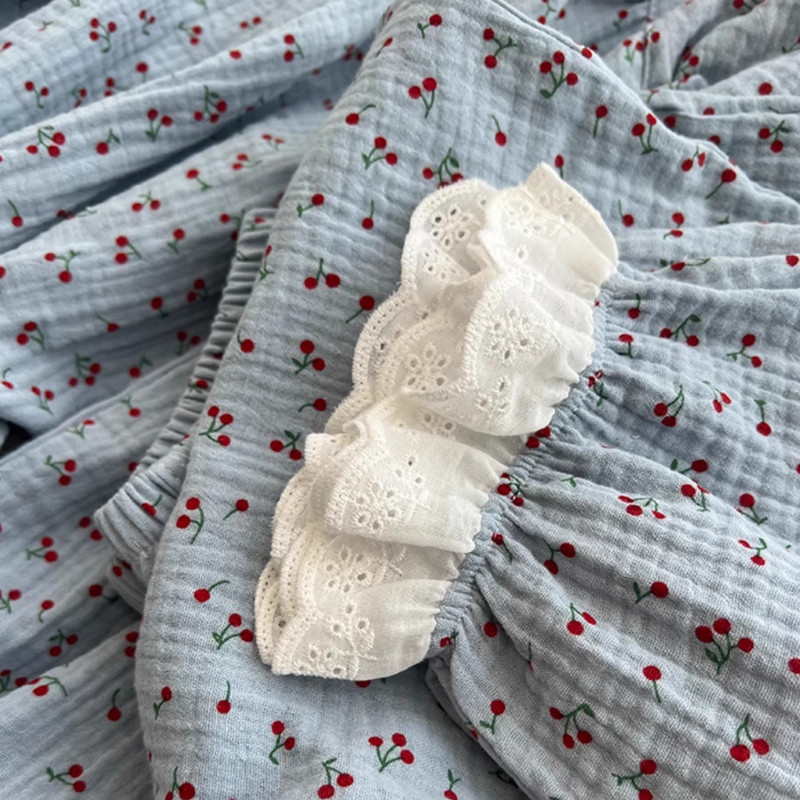 Pidžamu komplekti Sievietēm Eleganti mežģīnes Jauki skolnieču apdrukas guļamveļa japāņu stila modes pidžamas ar garām piedurknēm Jauna rudens koledža Sākums