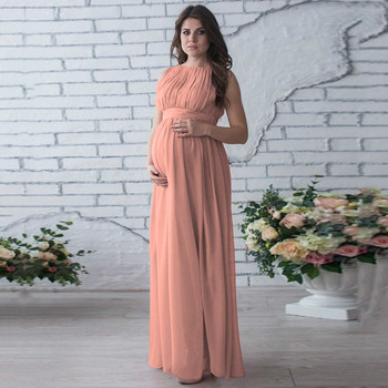 Σιφόν έγκυες μακρύ φόρεμα Γυναικείες casual μακρυμάνικο βραδινό πάρτι Long Maxi Μητρικά φορέματα εγκυμοσύνης DS19