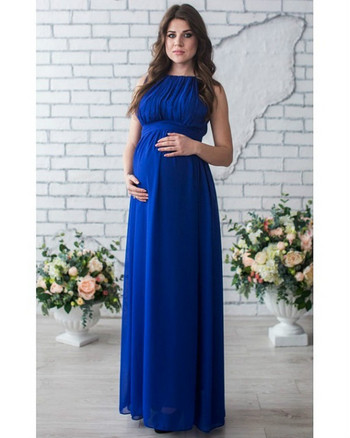 Σιφόν έγκυες μακρύ φόρεμα Γυναικείες casual μακρυμάνικο βραδινό πάρτι Long Maxi Μητρικά φορέματα εγκυμοσύνης DS19