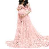 Sieviešu mežģīnes grūtnieču kleita ar īsām piedurknēm, garām piedurknēm, fotografēšana, kleita ar piedurknēm, kleita grūtniecēm, fotosesija Vestido