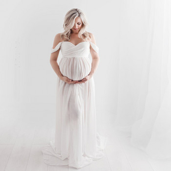 Φορέματα εγκυμοσύνης για φωτογραφία με κοντό μανίκι ματιών διαφανές σπαστό μακρύ φόρεμα εγκυμοσύνης Γυναικεία ρούχα εγκυμοσύνης