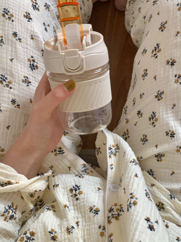 Kórejský štýl dievčaťa s dlhým rukávom a rozbitým kvetom, pyžamo, žena, sladká študentská móda, jeseň 2023, nová súprava domáceho oblečenia s dlhými nohavicami