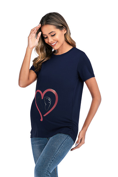 2022 Jauns Grūtnieču T-krekls Grūtnieču Apģērbs Zīdīšanas Apģērbs Mīlestības Pēdas Apdruka Grūtnieces Drēbes Kokvilna Grūtniece