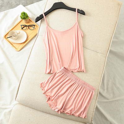 Nyári új modális camisole szexi pizsama kétrészes vékony bő rövidnadrág többszínű nagy méretű pizsama szett otthoni szerviz női