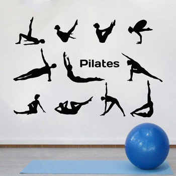 Pilates Decal Gymnastics Sport Αυτοκόλλητα τοίχου Γιόγκα Διακόσμηση σπιτιού Αφαιρούμενο Σαλόνι Τοιχογραφία Διακόσμηση O50