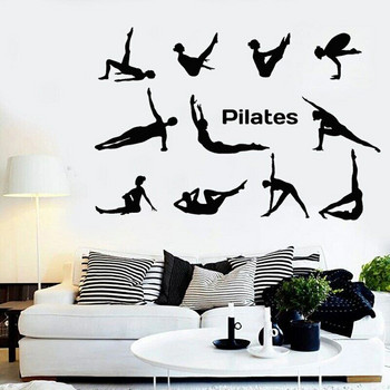 Pilates Decal Gymnastics Sport Αυτοκόλλητα τοίχου Γιόγκα Διακόσμηση σπιτιού Αφαιρούμενο Σαλόνι Τοιχογραφία Διακόσμηση O50