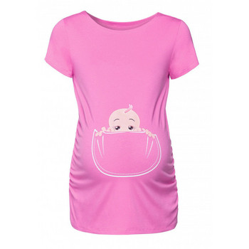 2022 Νέο Καλοκαιρινό Μέγεθος M-2XL Κινούμενο Μπλουζάκι Εγκυμοσύνης Baby Print Staring Women Εγκυμοσύνη με κοντομάνικο μπλουζάκι Funny Top