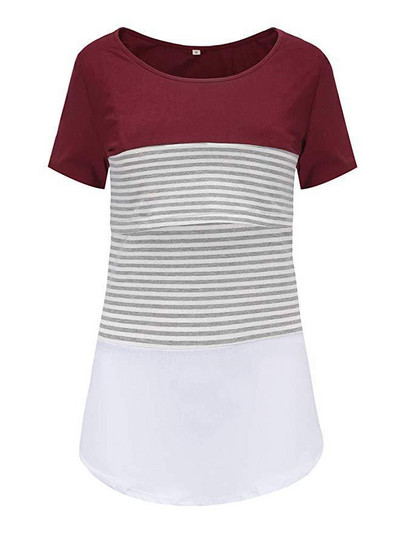 2022. Ženska bluza za trudnice Majica s dugim rukavima na pruge za dojilje Majica kratkih rukava za mame koje doje Ženska ležerna zimska košulja