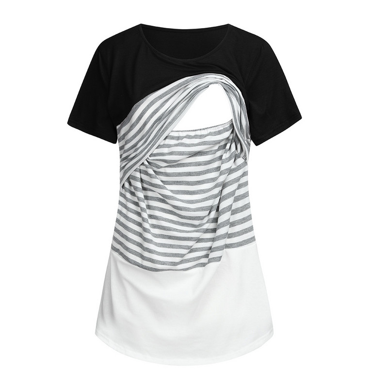 2022. Ženska bluza za trudnice Majica s dugim rukavima na pruge za dojilje Majica kratkih rukava za mame koje doje Ženska ležerna zimska košulja
