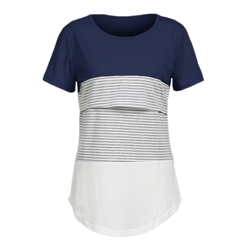 2022. Ženska bluza za trudnice Majica s dugim rukavima na pruge za dojilje Majica kratkih rukava za mame koje doje Ženska ležerna zimska košulja