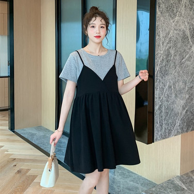 Vasaras Grūtnieču kleitas Grūtniecēm Kamizola kleita Grūtniecība Vienkrāsains Brīvs Ceļgals Svārki Sieviešu Meiteņu Ikdienas Apģērbs