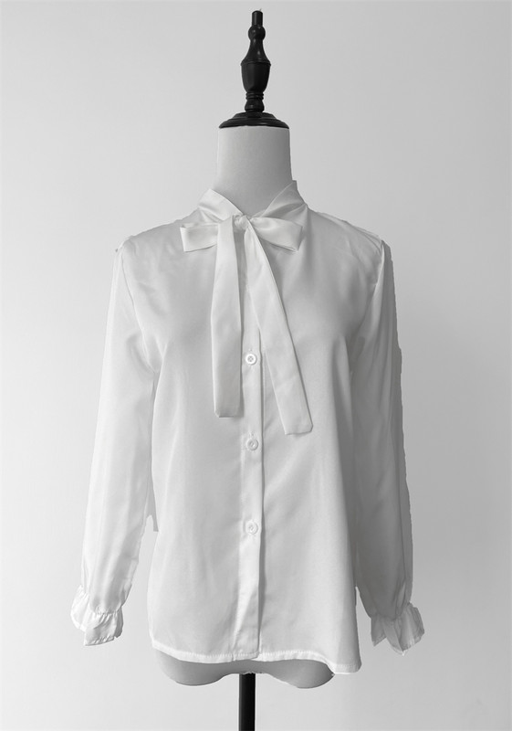 PLAZSON vabaaja naiste pluusid suvised valged särgitopsid 2023 elegantsed kikilipsud pikkade varrukatega õhukesed särgid naistele OL lahtised pluusid para