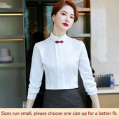 Profesionalna ženska košulja s dugim rukavima i ovratnikom, jesen/zima, novi stil, uniforma zaposlenika na hotelskoj recepciji, bijela bluza