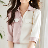 Krekls ar īsām piedurknēm sievietēm Jauni brīvi topi Ikdienas šifona blūze Sieviešu korejiešu modes apģērbi 2023. gada vasarā Blusas Mujer