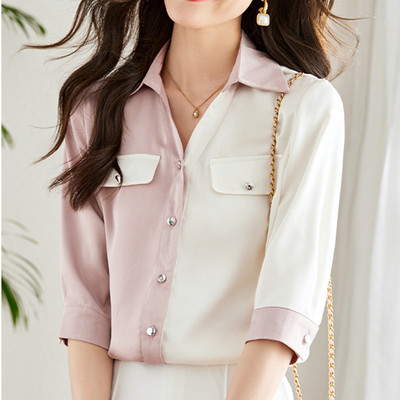 Krekls ar īsām piedurknēm sievietēm Jauni brīvi topi Ikdienas šifona blūze Sieviešu korejiešu modes apģērbi 2023. gada vasarā Blusas Mujer