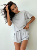 Hiloc Pletena ženska pidžama Komplet prugasta spavaćica Ženski pamučni dvodijelni komplet kratkih rukava Seksi kućno odijelo za žene Kompleti 2024.