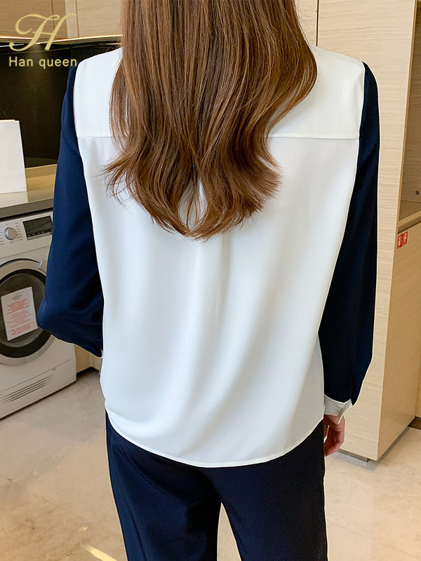 H Han Queen Nova košulja usklađenih boja Ženske bluze Vintage radne ležerne majice Šifon bluza dugih rukava Široke poslovne košulje