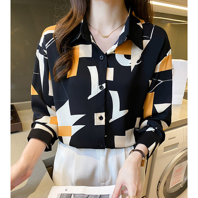 New Arrival γυναικείο Blusa Mujer με μοντέρνα στάμπα, κομψό και ευέλικτο γυναικείο πουκάμισο μπροστά με κουμπιά, ιδανικό για έξυπνη περιστασιακή εμφάνιση
