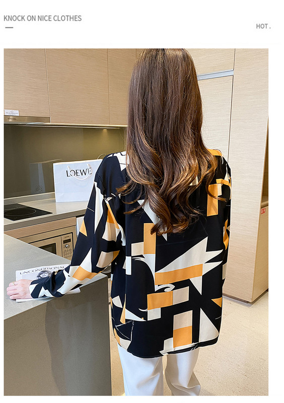 Jauns sieviešu Blusa Mujer ar modernu apdruku, stilīgs un daudzpusīgs sieviešu krekls ar pogas priekšpusi, kas lieliski piemērots elegantam ikdienas izskatam