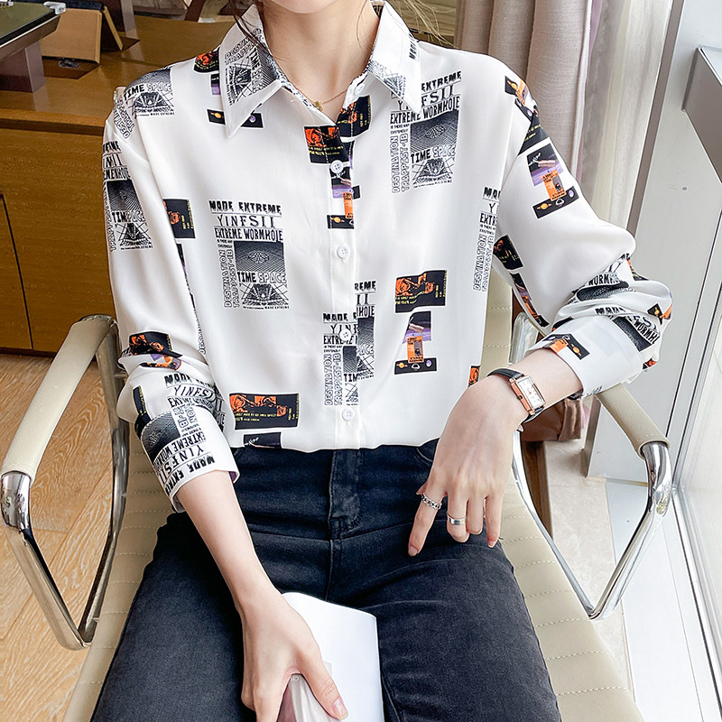 Moetrükk naiste särgid Uued elegantsed Naiste pluusid 2023 Kevad-sügis pikkade varrukatega särgid Topid Blusas Mujer