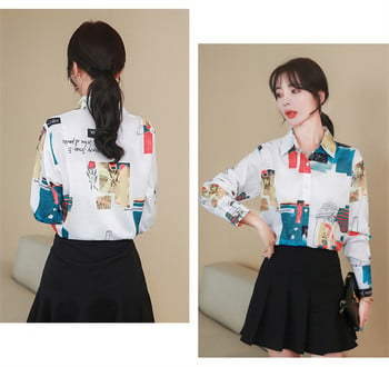 FANIECES 한국인 리뷰 많은 옷 قمصان وبلوزات camisas blusas mujer μπλούζα για γυναίκες Γεωμετρική εκτύπωση Μεταξωτό πουκάμισο μπλούζες ropa mujer juvenil6210