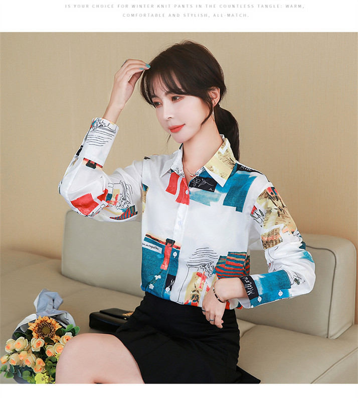 FANIECES 한국인 리뷰 많은 옷 قمصان وبلوزات camisas blusas mujer bluză pentru femei Cămașă din mătase cu imprimeu geometric Topuri ropa mujer juvenil6210