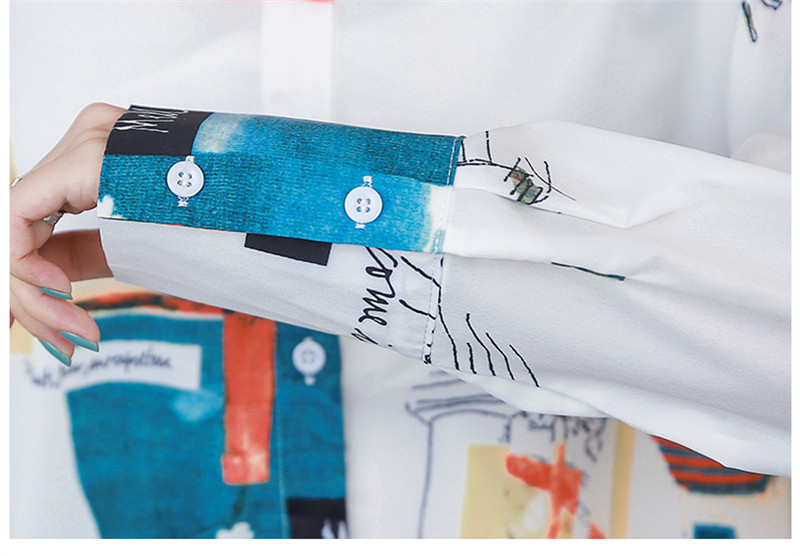 FANIECES 한국인 리뷰 많은 옷 قمصان وبلوزات camisas blusas mujer bluză pentru femei Cămașă din mătase cu imprimeu geometric Topuri ropa mujer juvenil6210